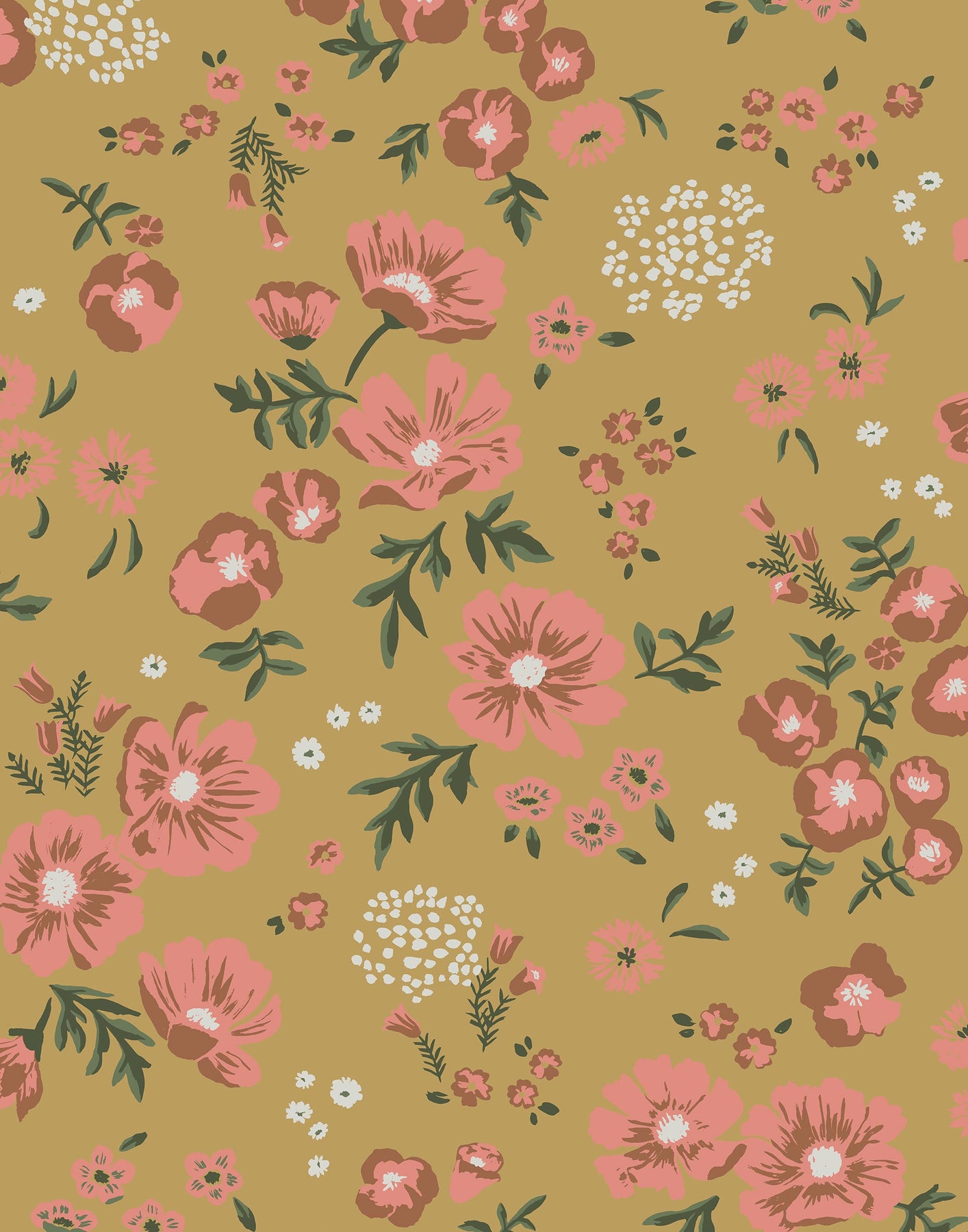 Mulberry Mulberry Sprig Ochre Wallpaper