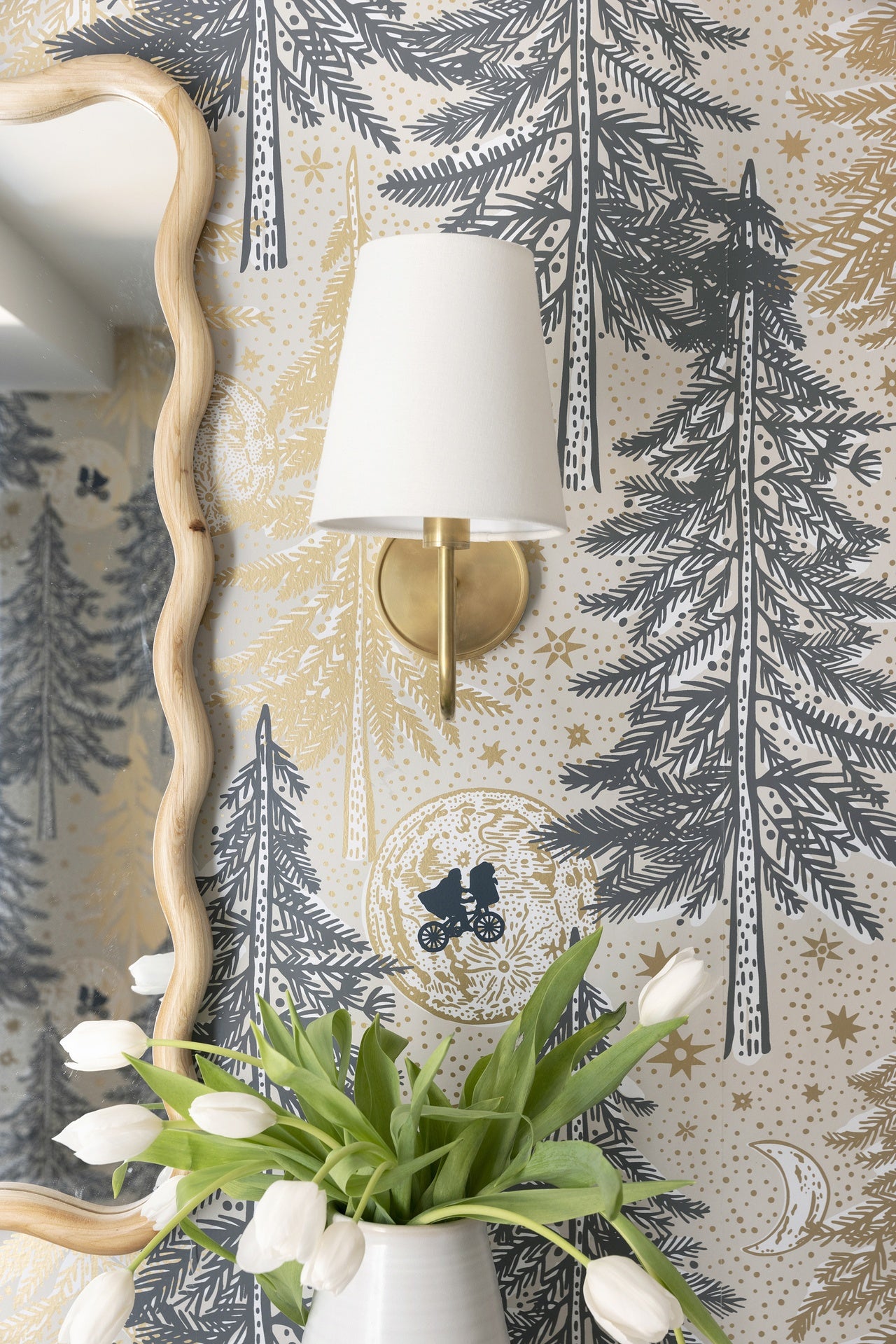 Be Good wallpaper in a bathroom designed by Katie Kath