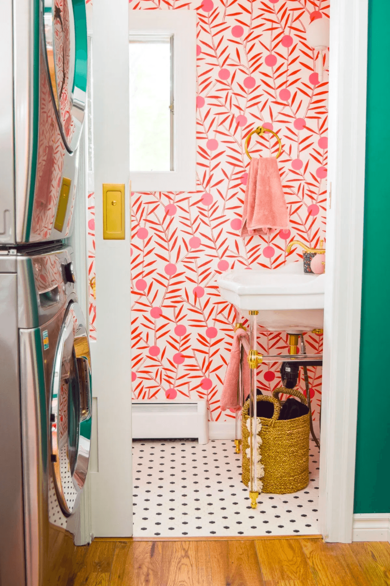 Bloom (Poppy) Powder Room | Hygge & West | Orange and Pink Floral Wallpaper