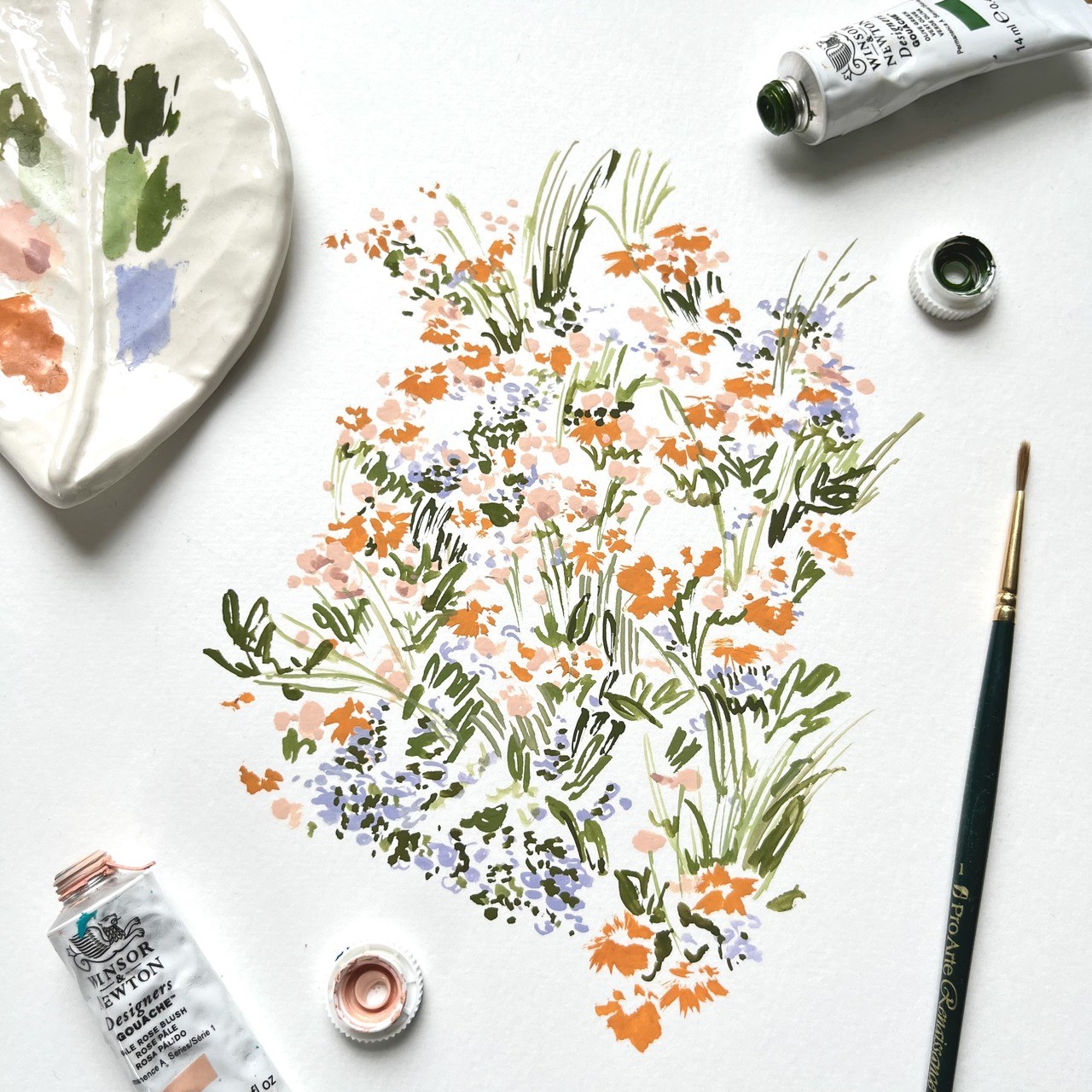 Watercolor painting to be turned into Summer Wallpaper | Rose Jocham x Hygge & West