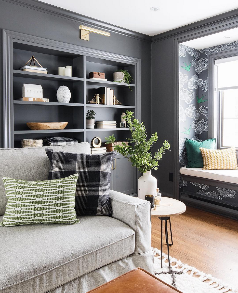 Wallpapered Shelves and Built-ins Roundup | Daydream (Gray)