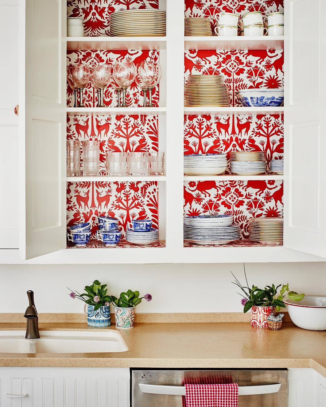 Our Favorite Patterns for the Kitchen | Otomi Red wallpaper | Emily Isabella | Hygge & West