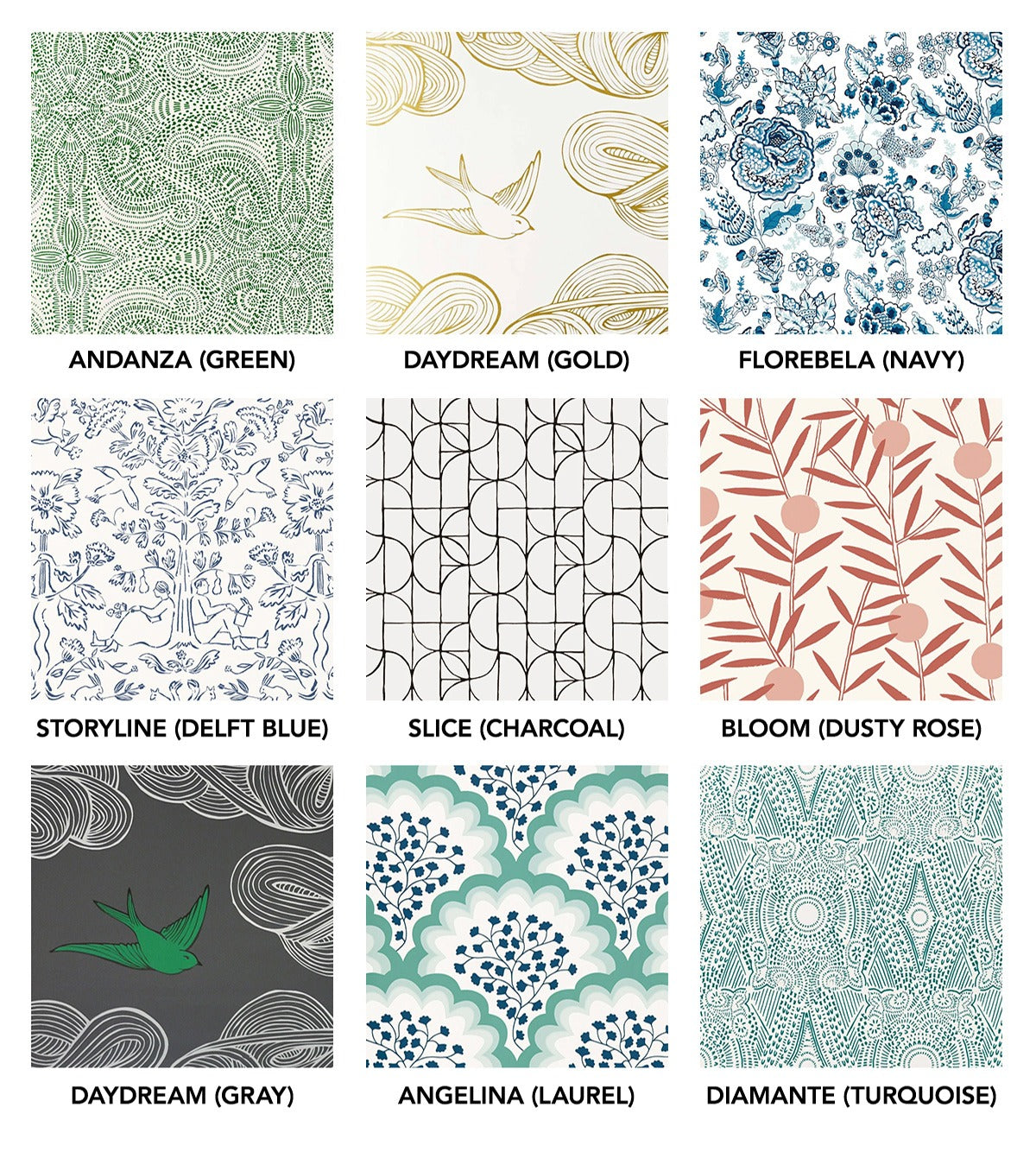 Wallpapered Nooks Roundup | modern wallpaper, bedding, shower curtains | Hygge & West  