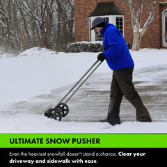 Rolling snow pusher