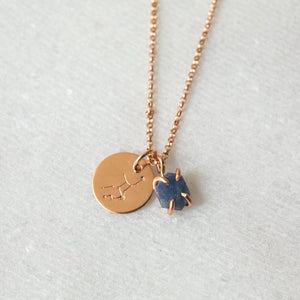 Personalized raw birthstone and zodiac constellation necklace - luxe.zen