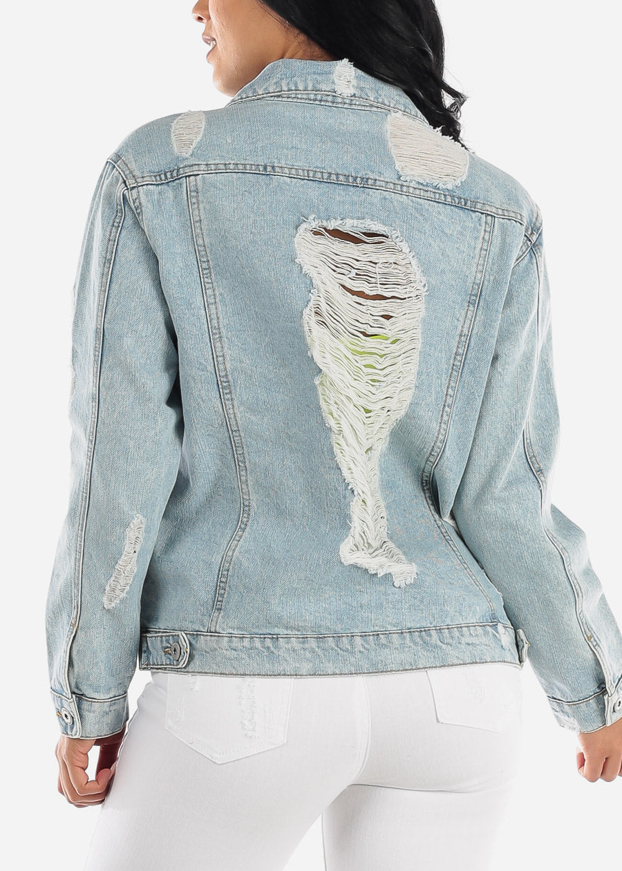 light distressed jean jacket