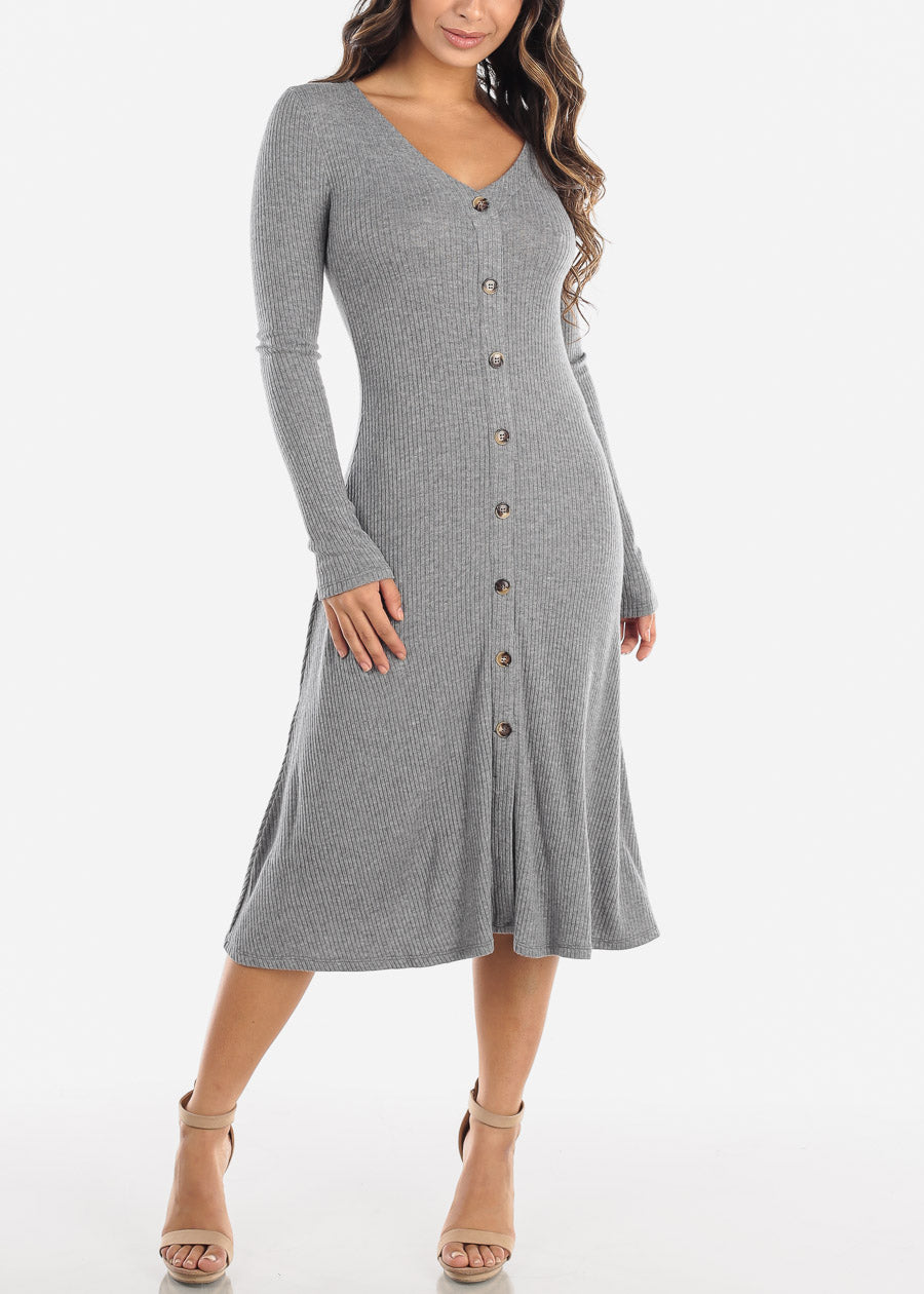 sweater dress with buttons down the front