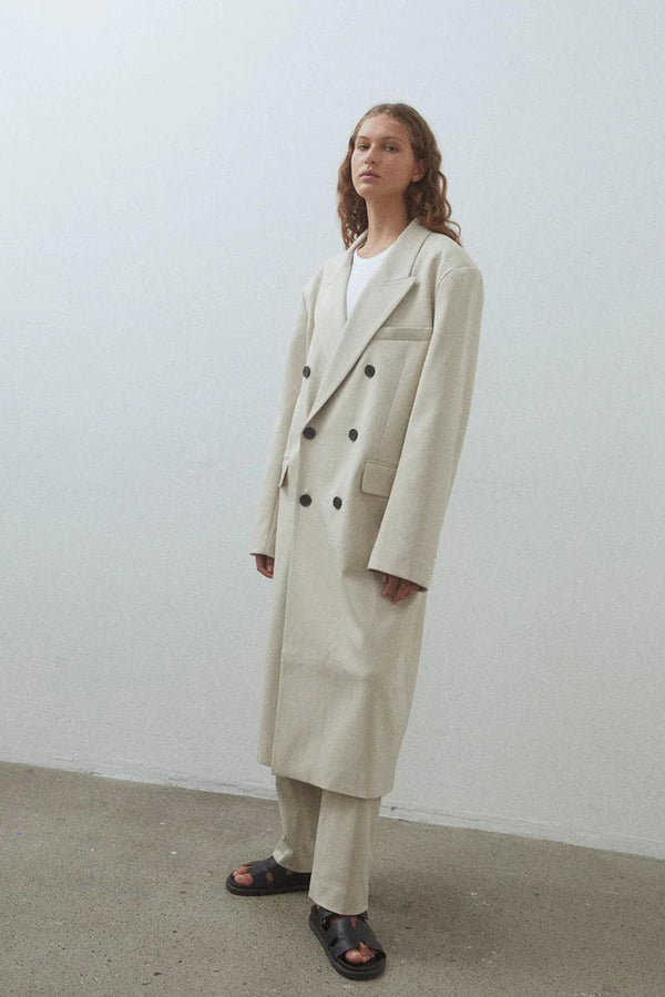 muguet stand collar long coat ivory インターネットで買う dgipr