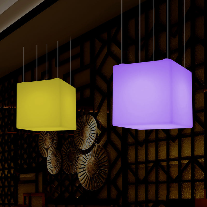 Atticus Uitstroom Bijdragen Kubus LED Plafondlamp, Decoratieve Hanglamp, 500 mm, E27, RGB Sfeerver – PK  Green Nederland