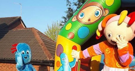 Iggle Piggle Upsy Daisy Nightgarden Mascot fancy dress costume self-hire service in the UK.  Brilliant for self-wear party entertainment.  Suitable for Birthday parties, Childrens entertainment, Events, Shop openings, Schools, Celebrations and surprises.