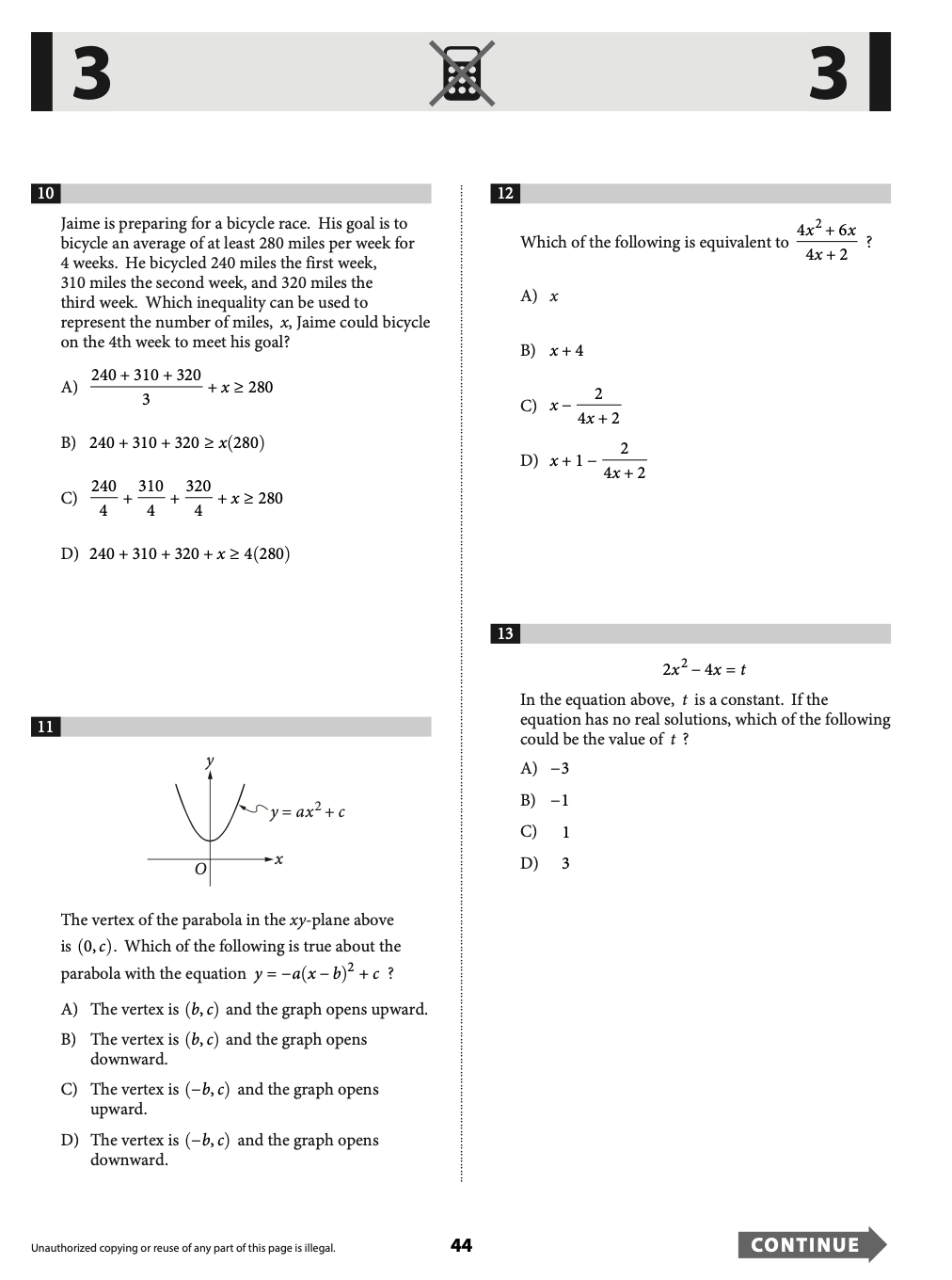 SAT May 2016 (International) QAS & Answer Key Math