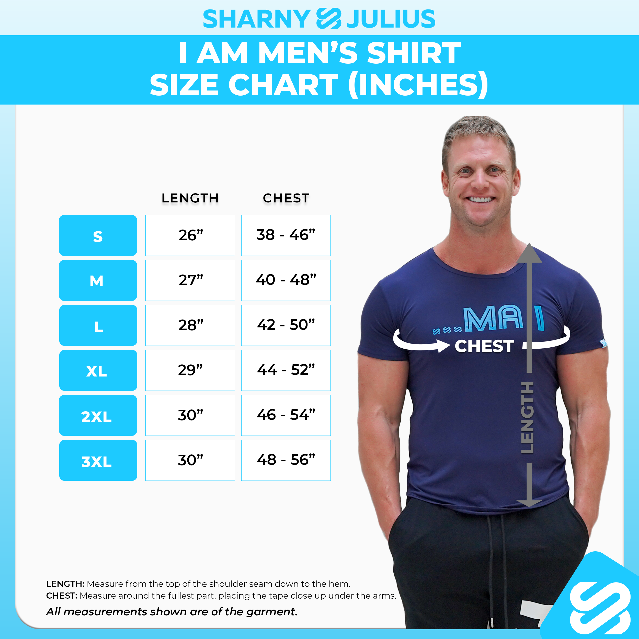 I Am Men's Size Chart (Imperial)