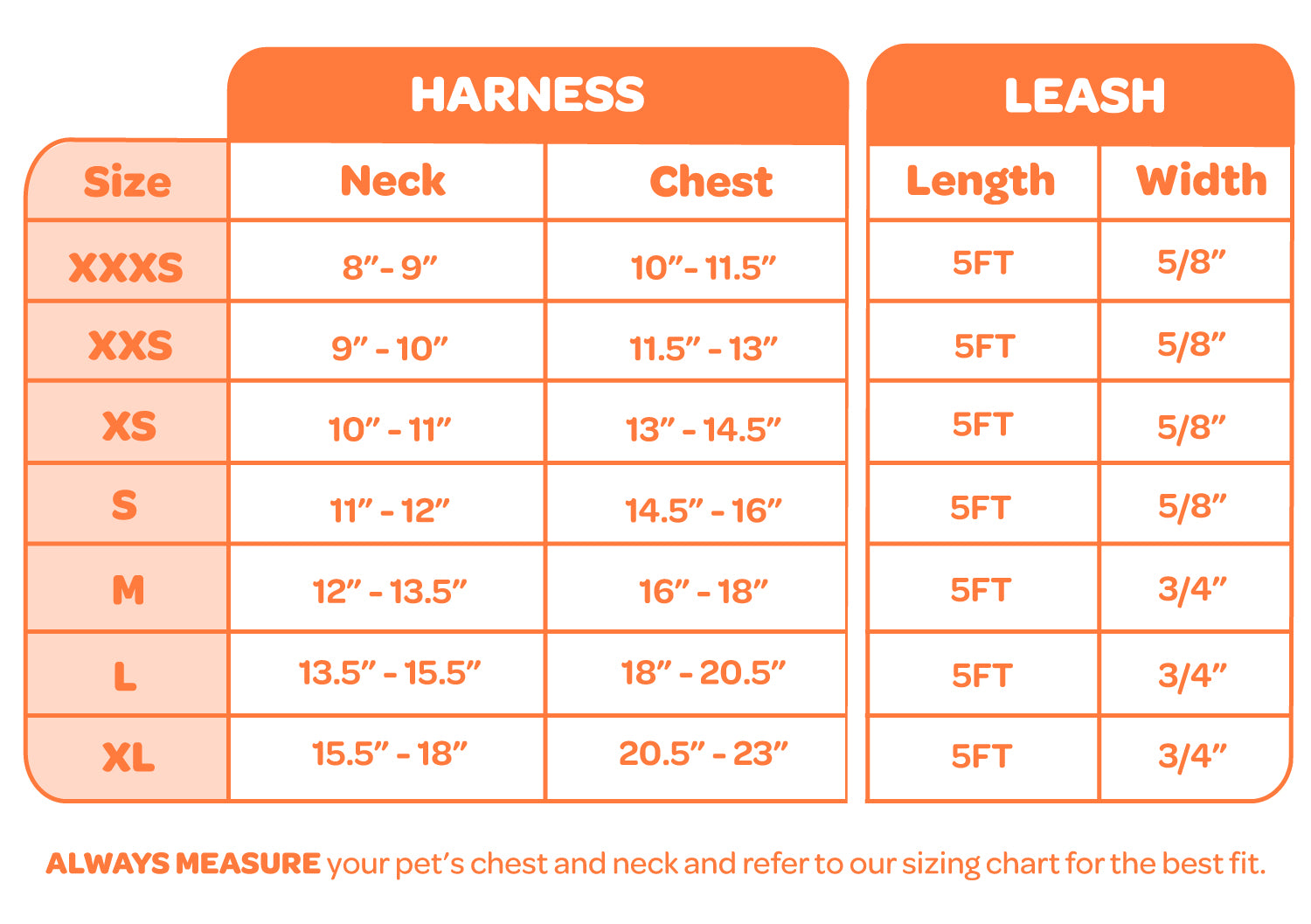 Harness Sizing Chart – Ware of the Dog