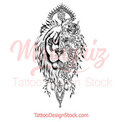 Lion ornemental tattoo design references high resolution download