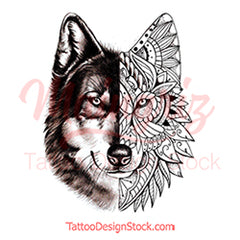 Mandala Wolf tattoo design reference created by tattoo artist