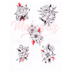 Flowers trash polka tattoo design