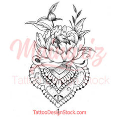 peony mandala half sleeve tattoo design created by tattoo artist