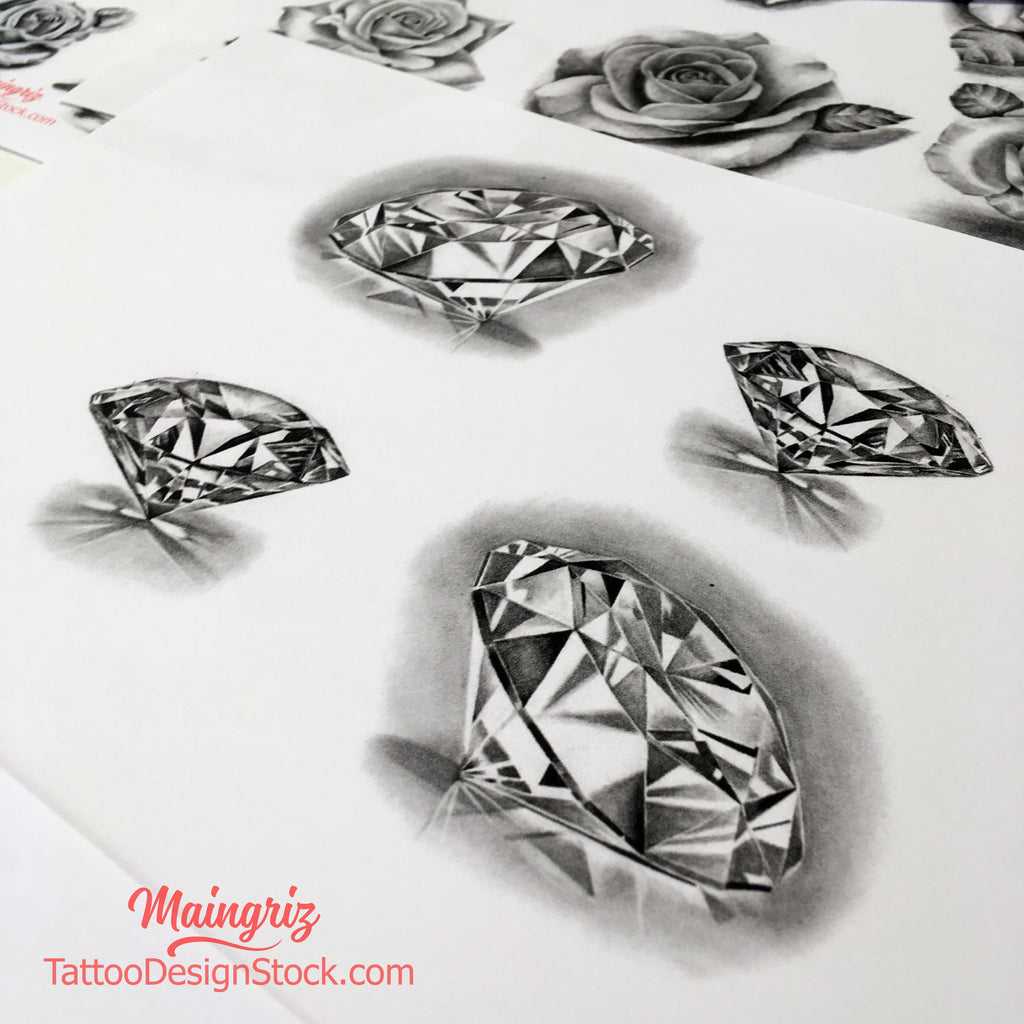 4 realistic diamonds tattoo design high resolution download