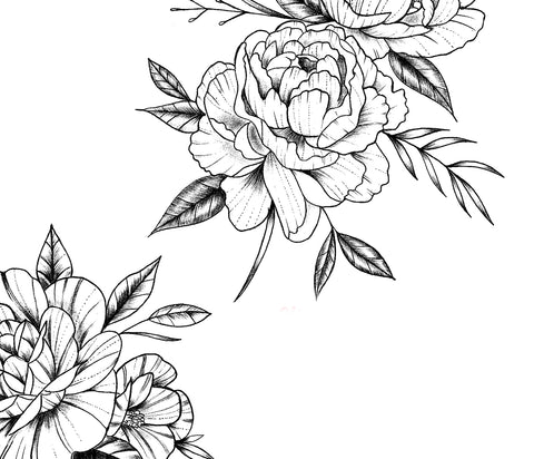 5 x Peony linework tattoo design created by tattoo artist ...