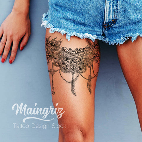 lace garter tattoo Thais Souza 1  KickAss Things