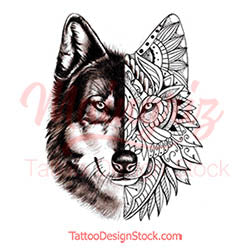 Bilderesultat for wolf mandala mehndi  Wolf tattoo Tattoos Wolf tattoos