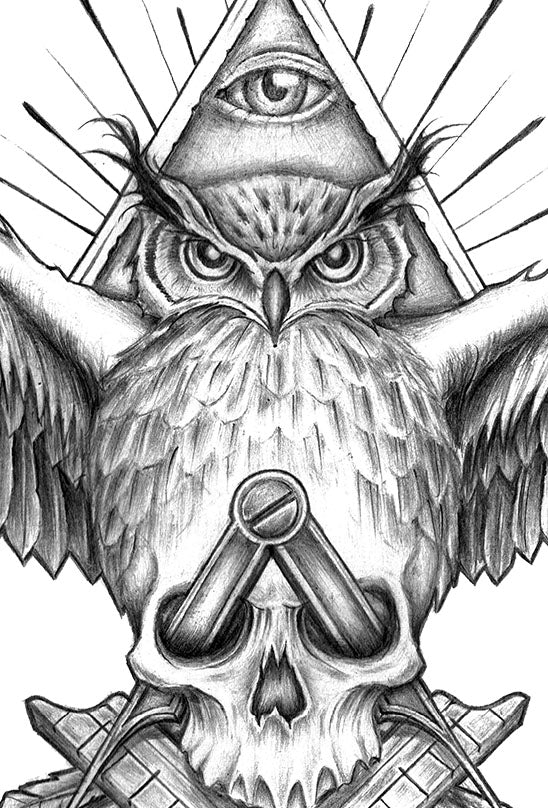 owl illuminati for chest tattoo design digital download