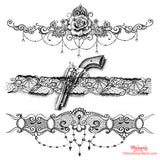 lace garter with gun tattoo design