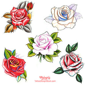 neo traditional tattoo roses