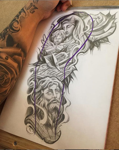 chicano religious sleeve tattoo design – TattooDesignStock