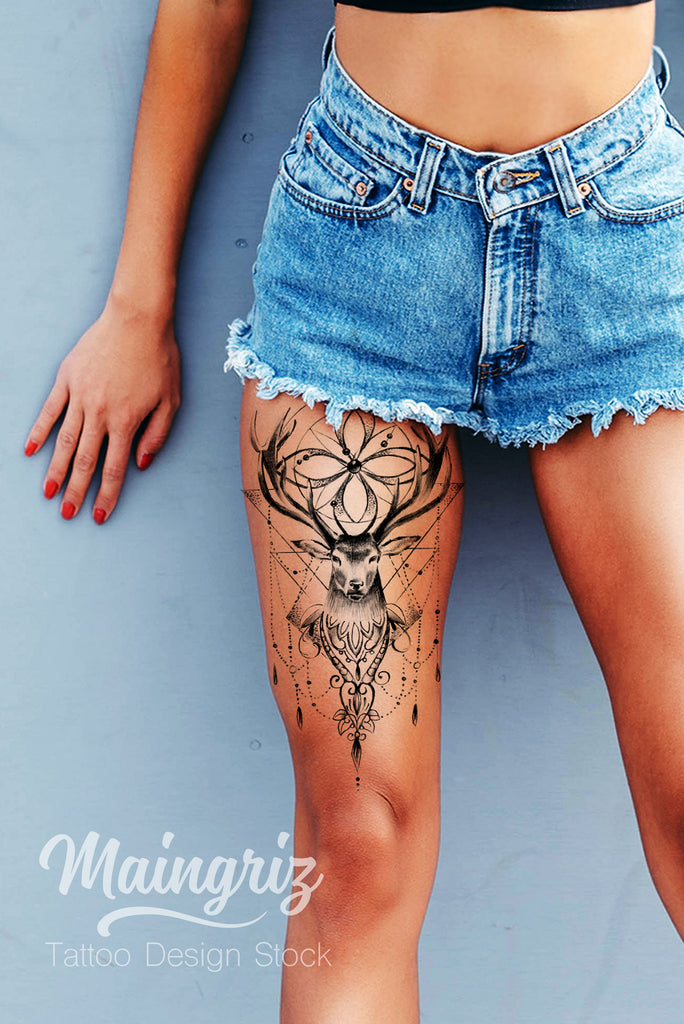 Original Geometric deer tattoo design – TattooDesignStock