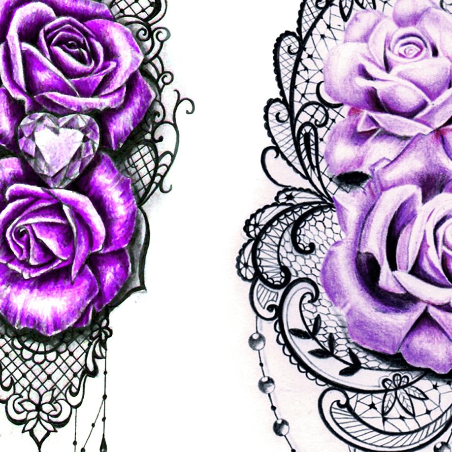 Lace Purple Roses Tattoo Designs Tattoodesignstock 8725