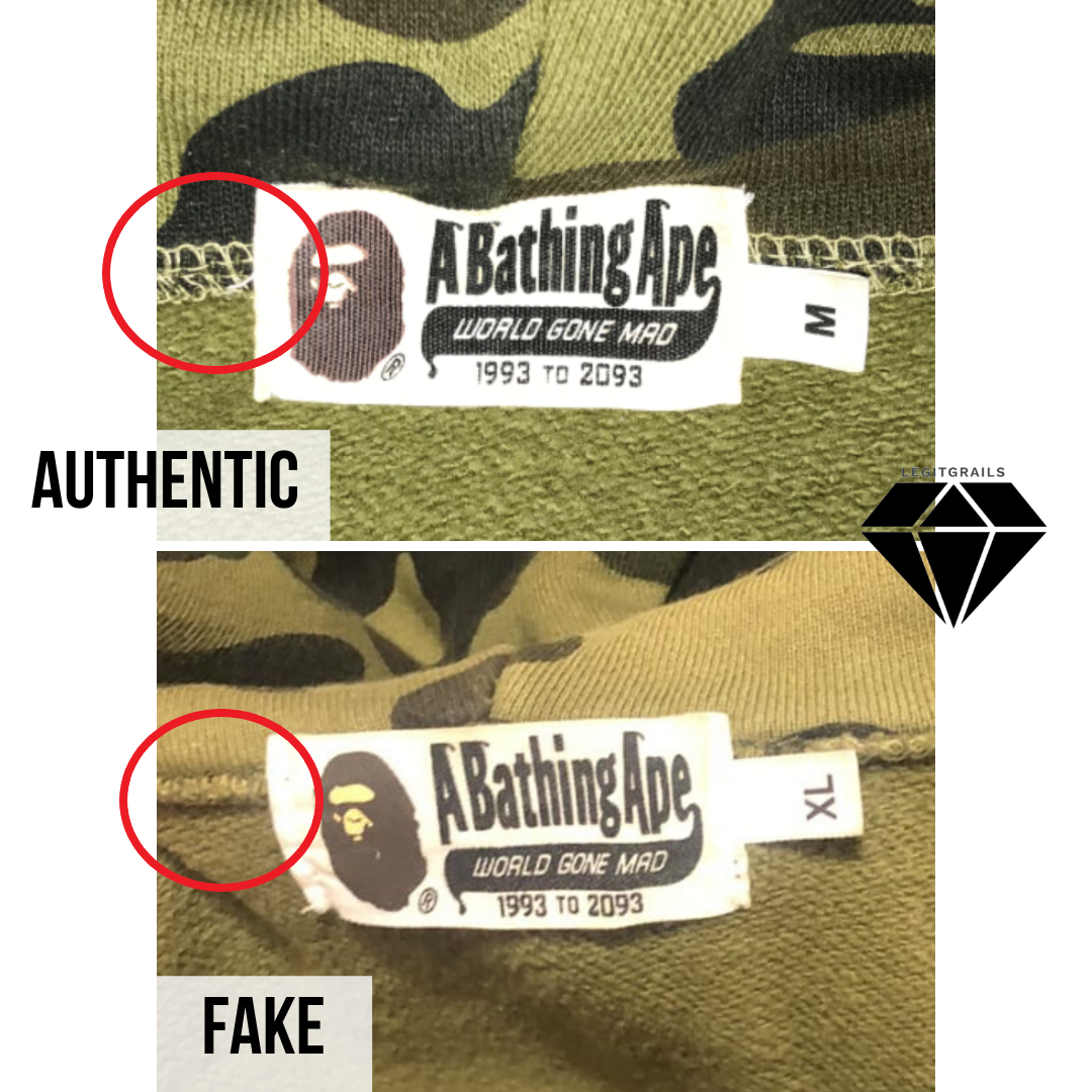 how to tell if a bape hoodie is fake