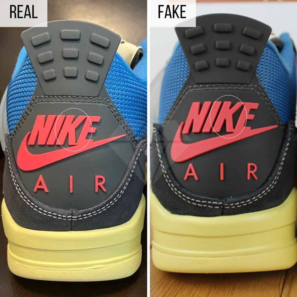 How To Spot Fake Jordan 4 Union Off Noir: The Heel Method