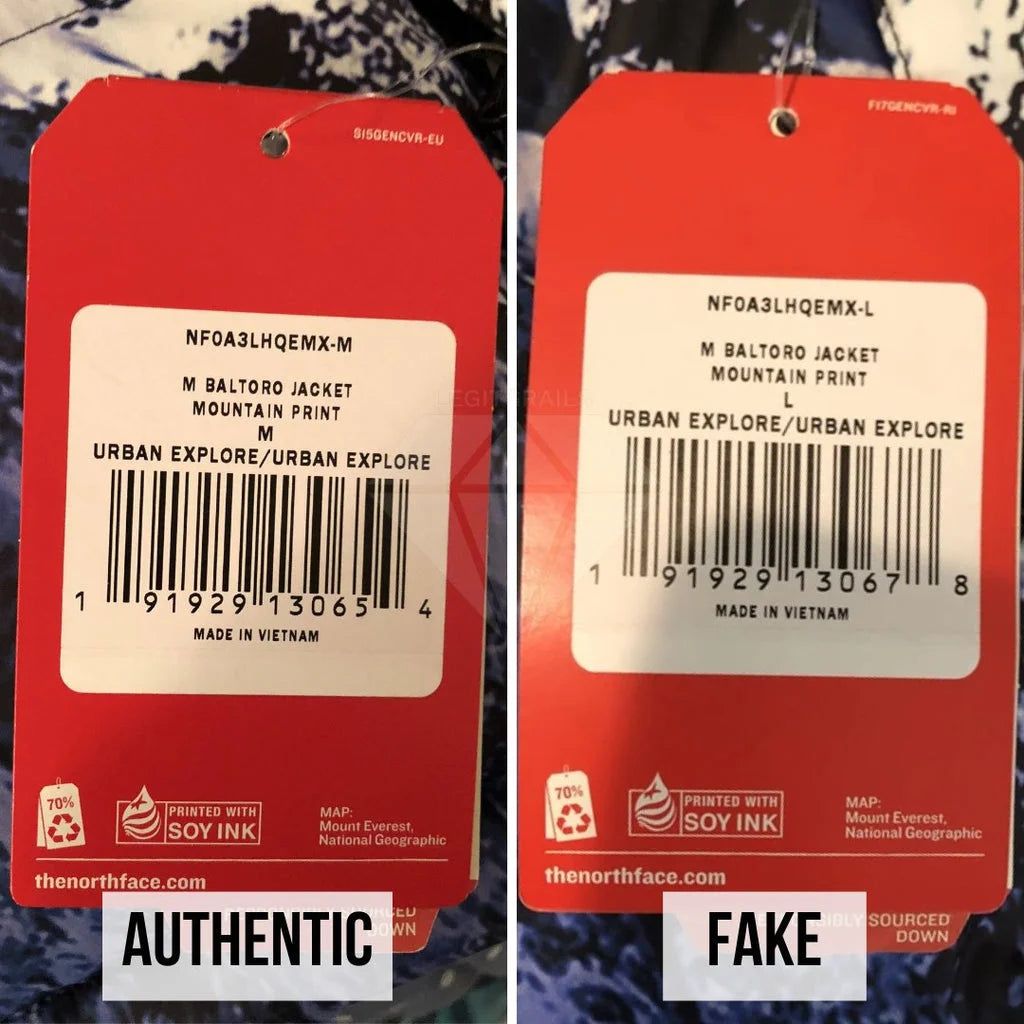 Supreme The North Face Mountain Baltoro Jacket Fake VS Real Guide: The Product Tag Method