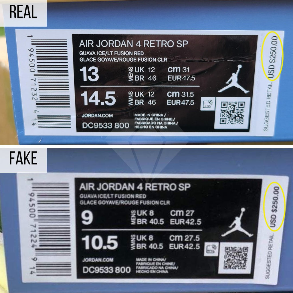 How To Spot Fake Jordan 4 Retro Union Guava Ice: The Shoebox Method