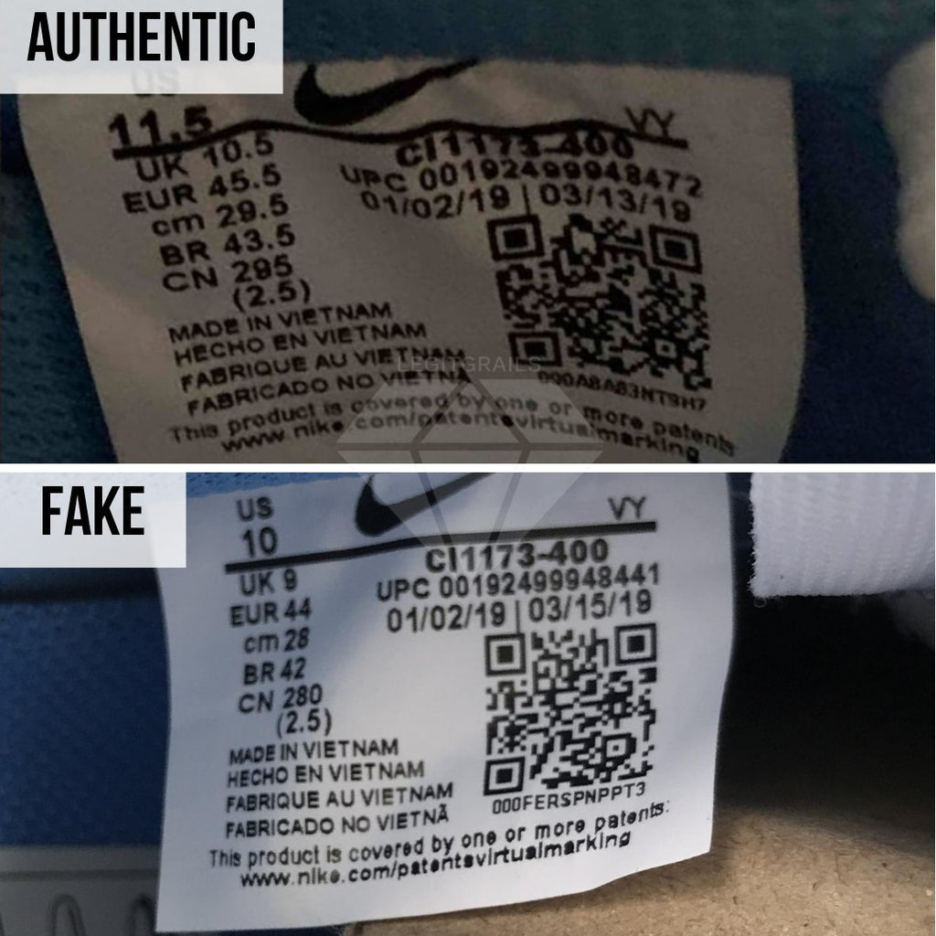 air force 1 size tag