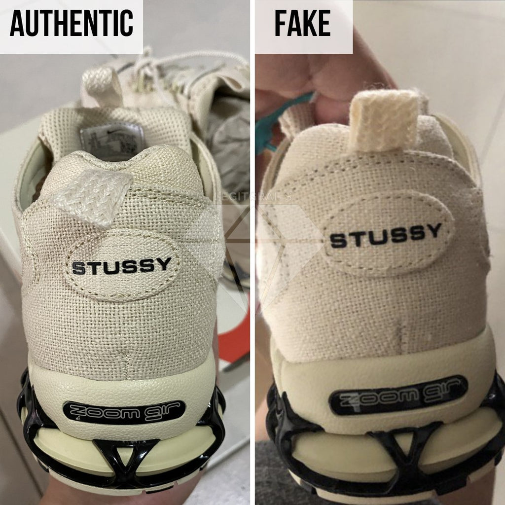 How To Spot Fake Nike Air Zoom Spiridon Cage 2 Stussy Fossil: The Heel Method