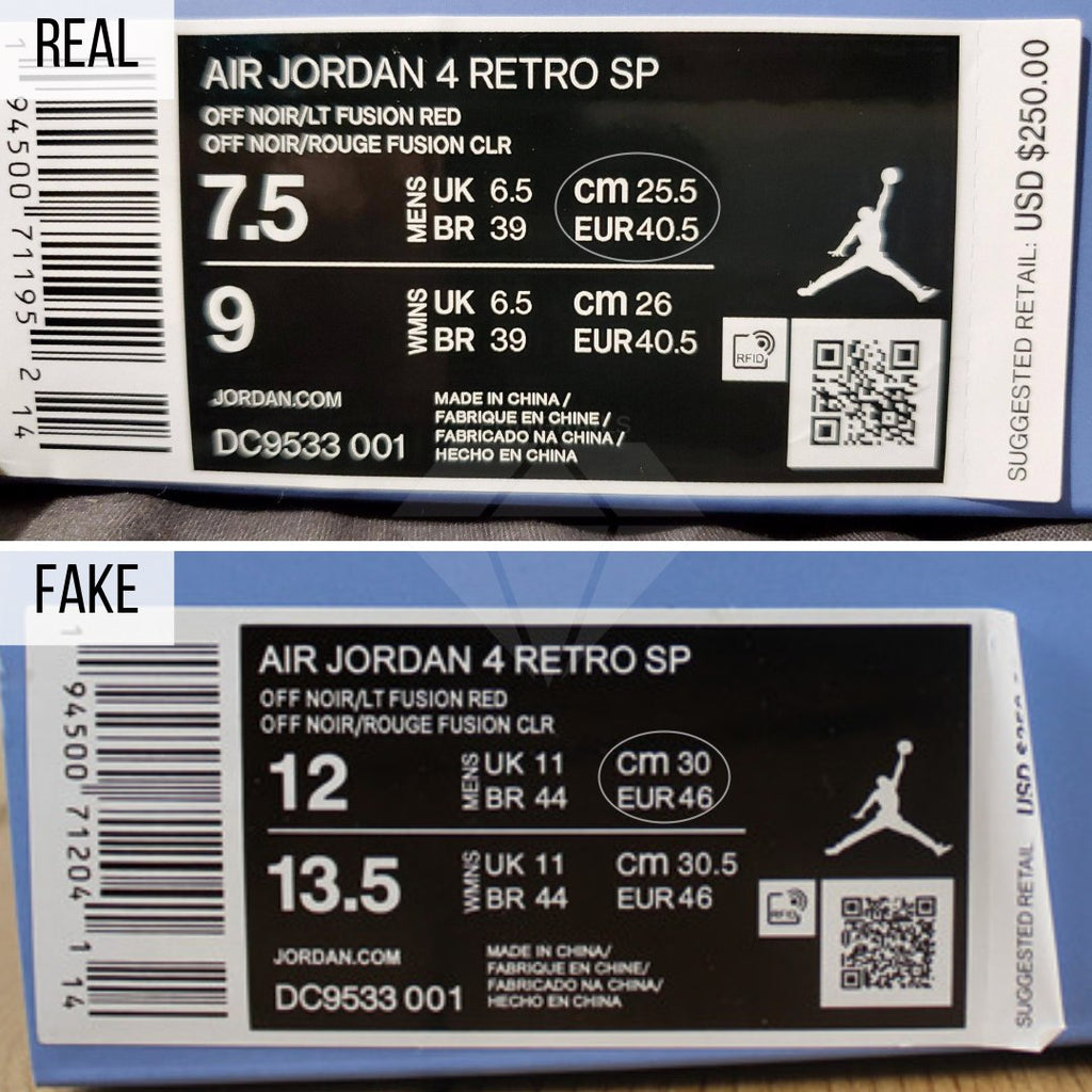 How To Spot Real Vs Fake Jordan 4 Union Off Noir – LegitGrails