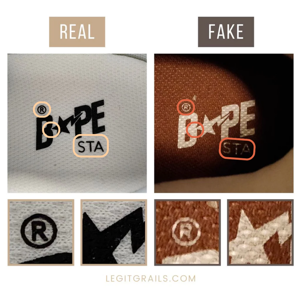 Bape STA sneakers insole logo: real vs fake