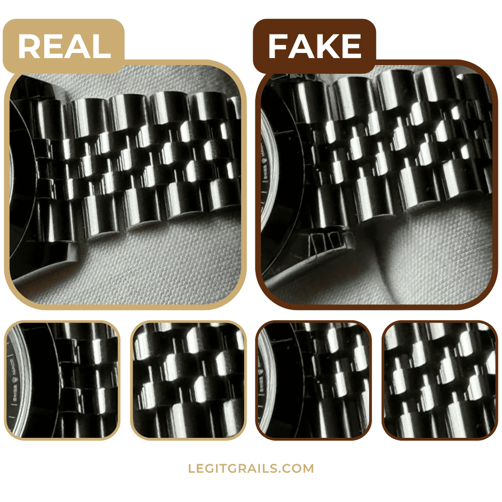 Comparing real and fake watch bracelet