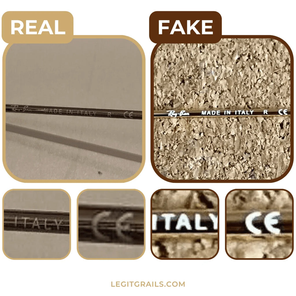 Ray-Ban Aviator Sunglasses real vs fake: engravings and markings