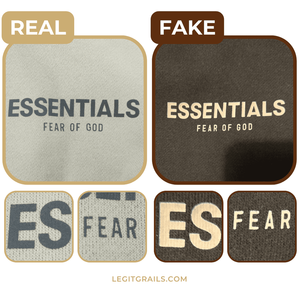 Fear of God Essentials Hoodie real vs fake front logo