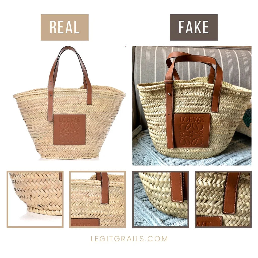 Fake Loewe Raffia Square Basket Tote