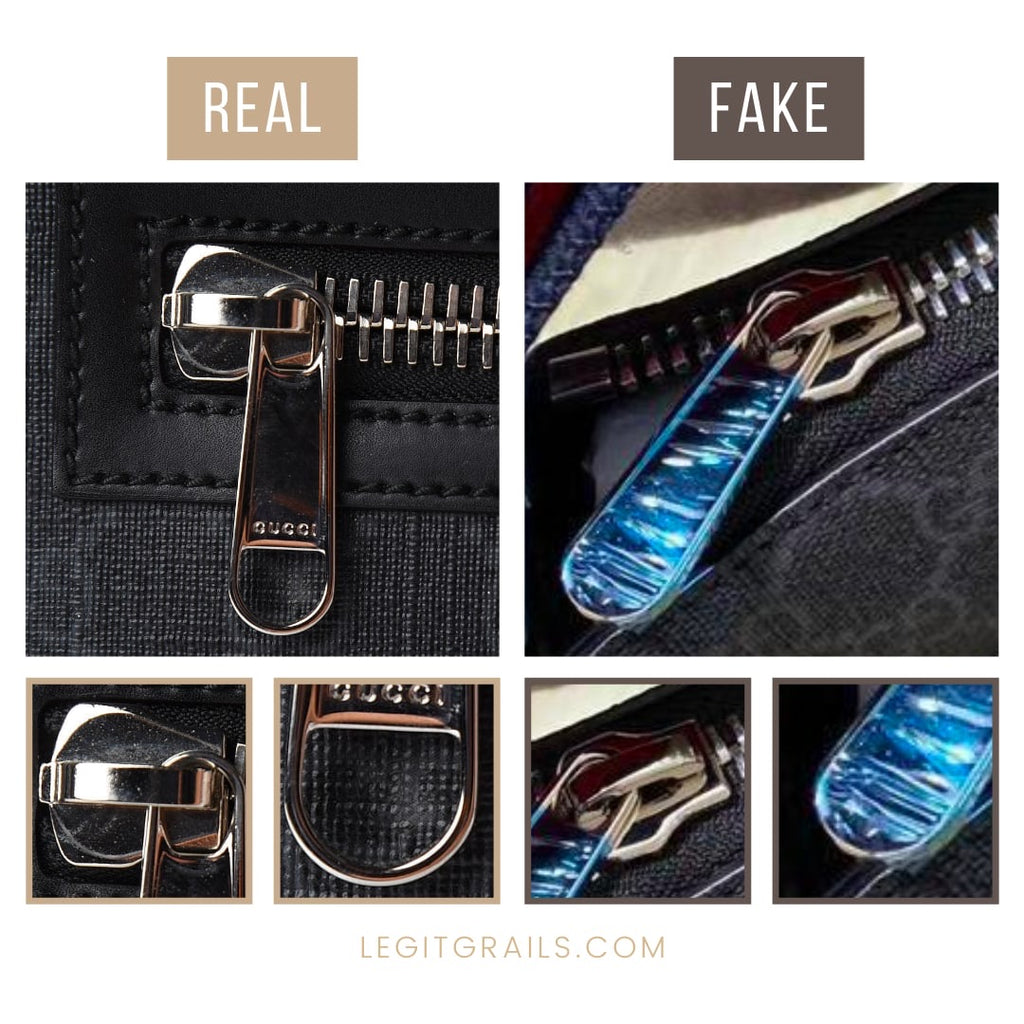 Step 6: Fake vs real Gucci Tiger Head Supreme bag zippers