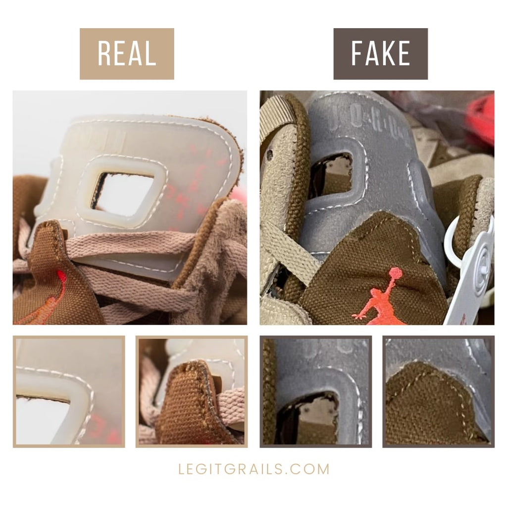 How To Spot Fake Air Jordan 6 Retro Travis Scott British Khaki Sneakers