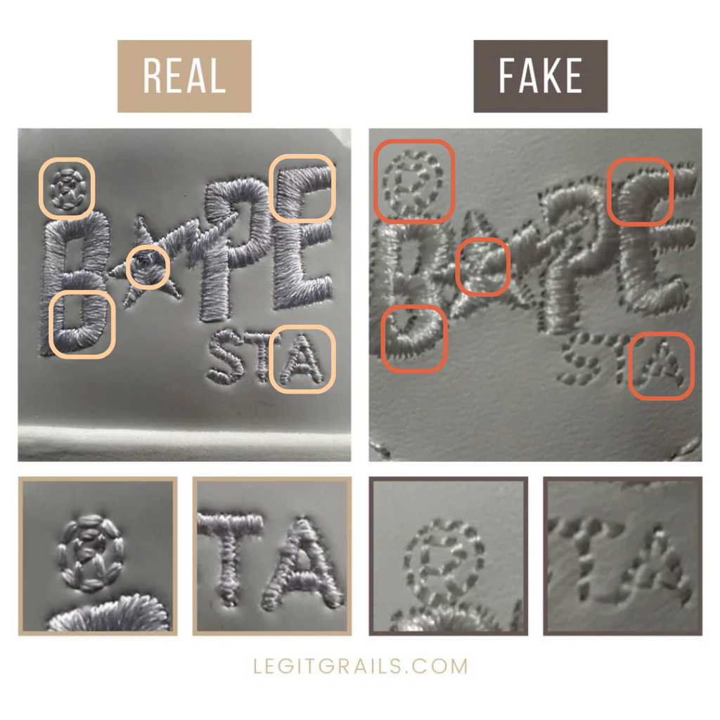Bape STA logo embroidery: real vs fake