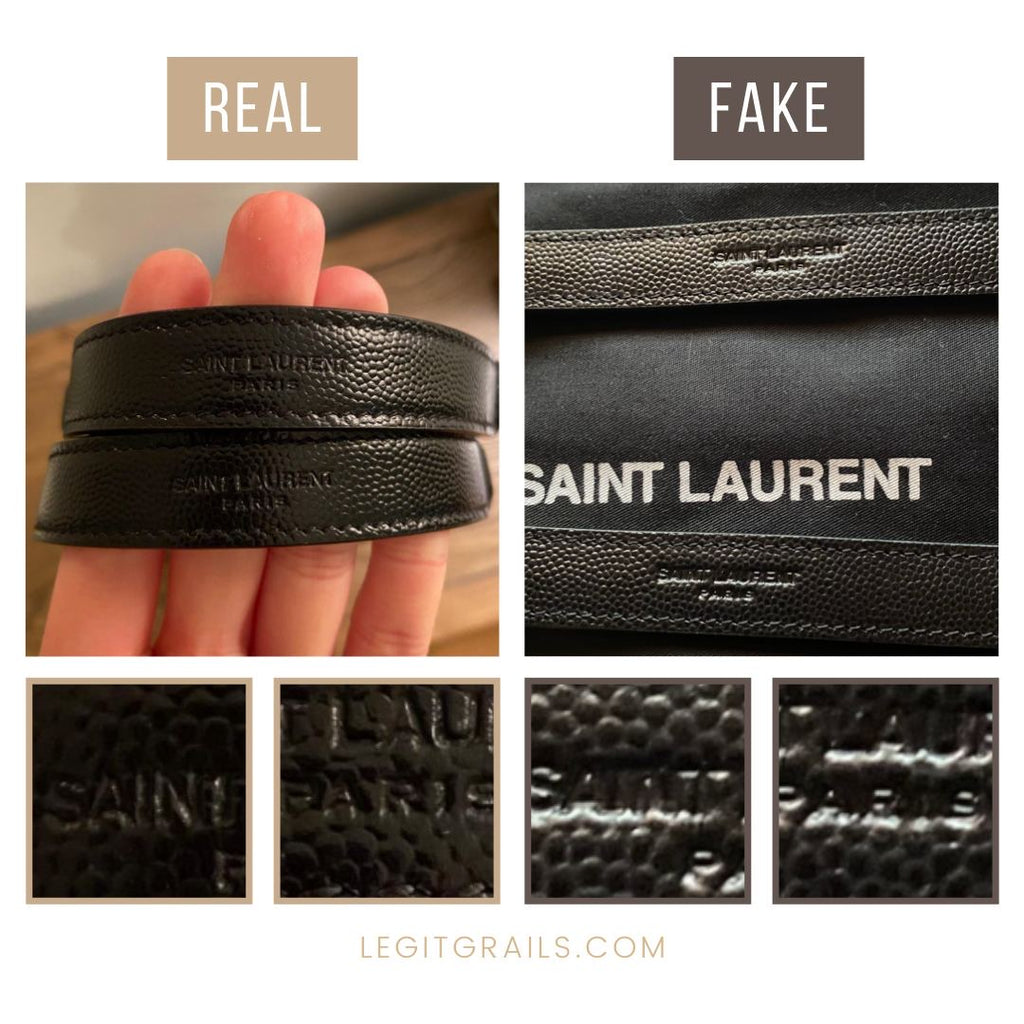 Saint Laurent bag real vs fake. How to spot counterfeit YSL Kate Monogram  handbag 