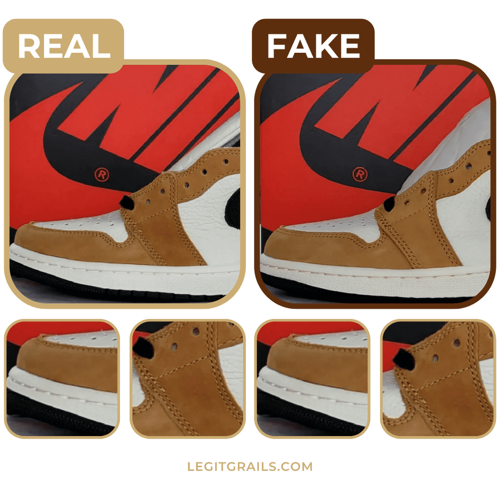 real vs fake comparison of nike air jordan sneakers