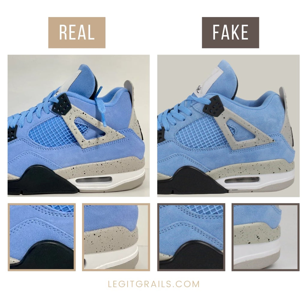 How To Spot Real Vs Fake Jordan 4 Retro University Blue Sneakers Legitgrails