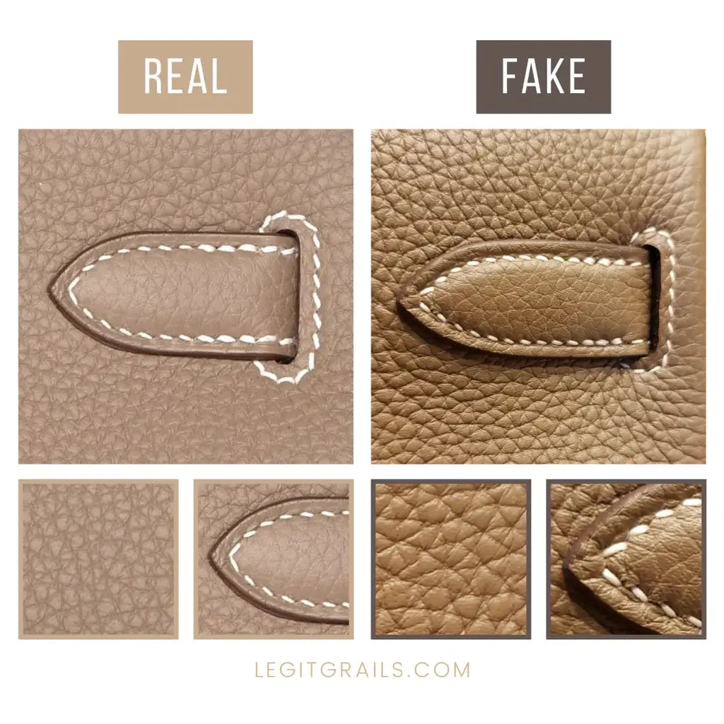 comparing real vs. fake Hermes leather
